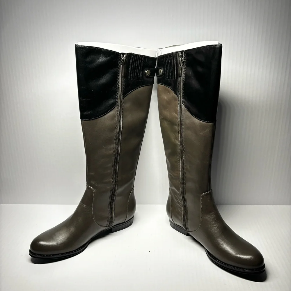 Isaac Mizrahi - Olive Tall Women’s Riding Boots in Dark Olive and Black